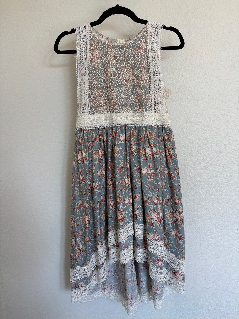 Trish Scully Child - Girls Lace-Trim Floral Dress - Blue